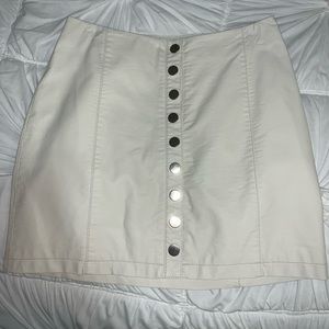 Free People White Leather Button Down Skirt